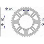 Couronne AFAM 50 dents alu pas 428 type 17105 Kawasaki