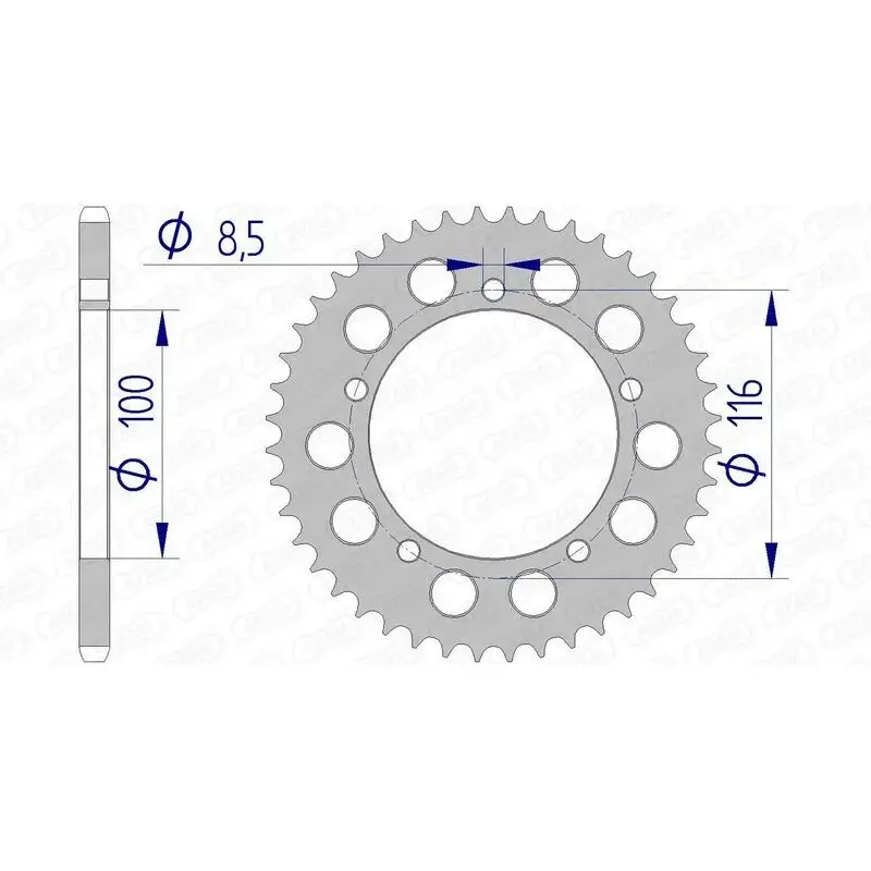 Couronne AFAM 44 dents alu ultra-light pas 420 type 17100N