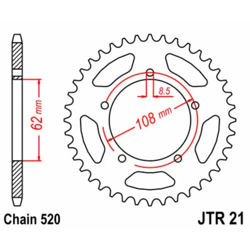 Couronne JT SPROCKETS 40 dents acier pas 520 type 21 125