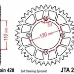 Couronne JT SPROCKETS 50 dents alu ultra-light anti-boue pas 420 type 215