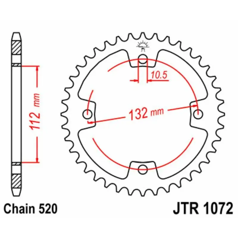 Couronne JT SPROCKETS 38 dents acier pas 520 type 1072