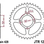 Couronne JT SPROCKETS 44 dents acier pas 428 type 1221
