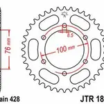 Couronne JT SPROCKETS 48 dents acier pas 428 type 1844