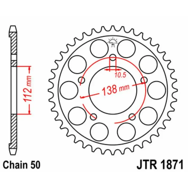 Couronne JT SPROCKETS 48 dents acier pas 530 type 1871