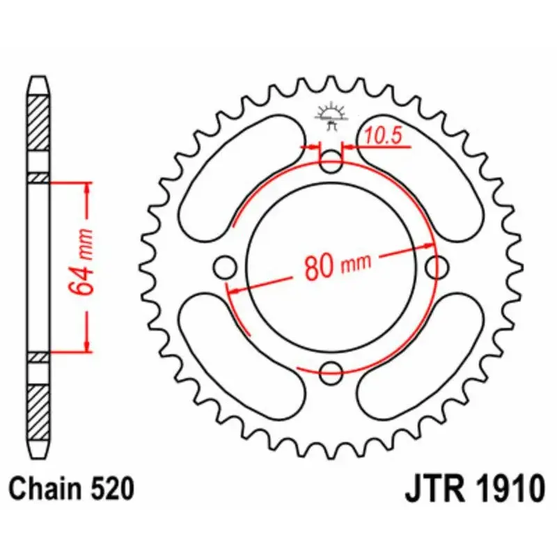 Couronne JT SPROCKETS 32 dents acier pas 520 type 1910