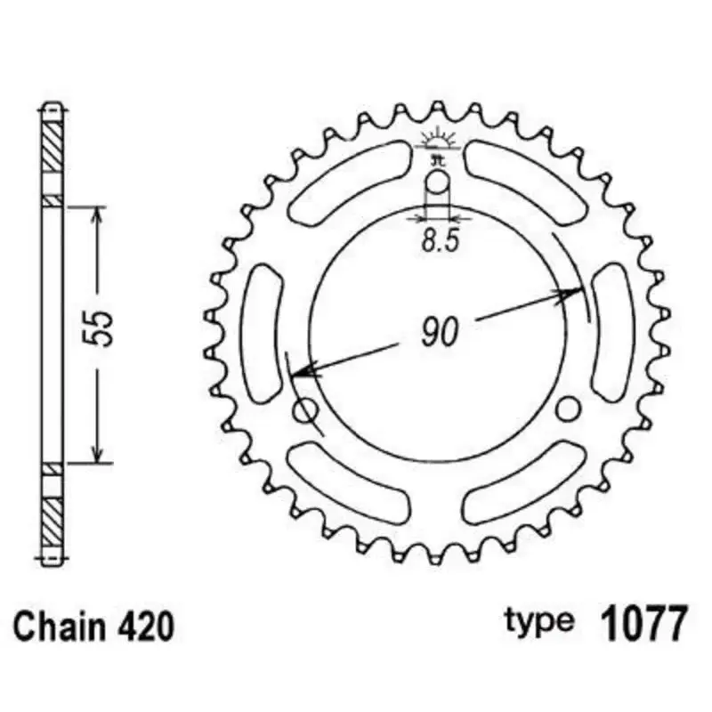 Couronne B1 47 dents acier standard pas 420 type 1077 Rieju RS2 Matrix