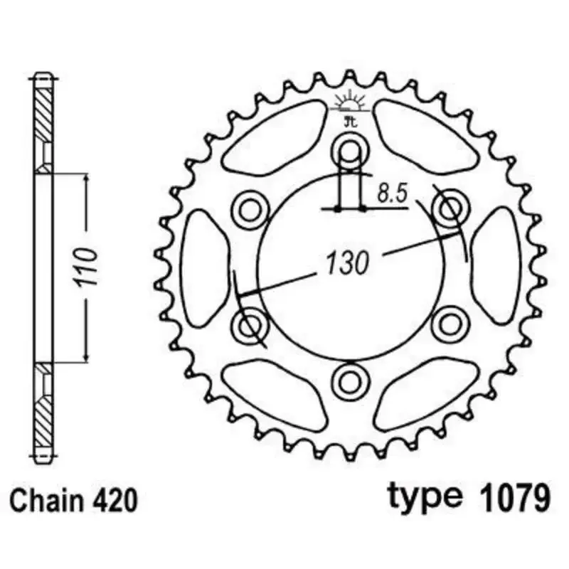 Couronne B1 62 dents acier standard pas 420 type 1079 CPI SUpermotard 50