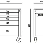 Servante mobile d&#039;atelier à six tiroirs BETA orange