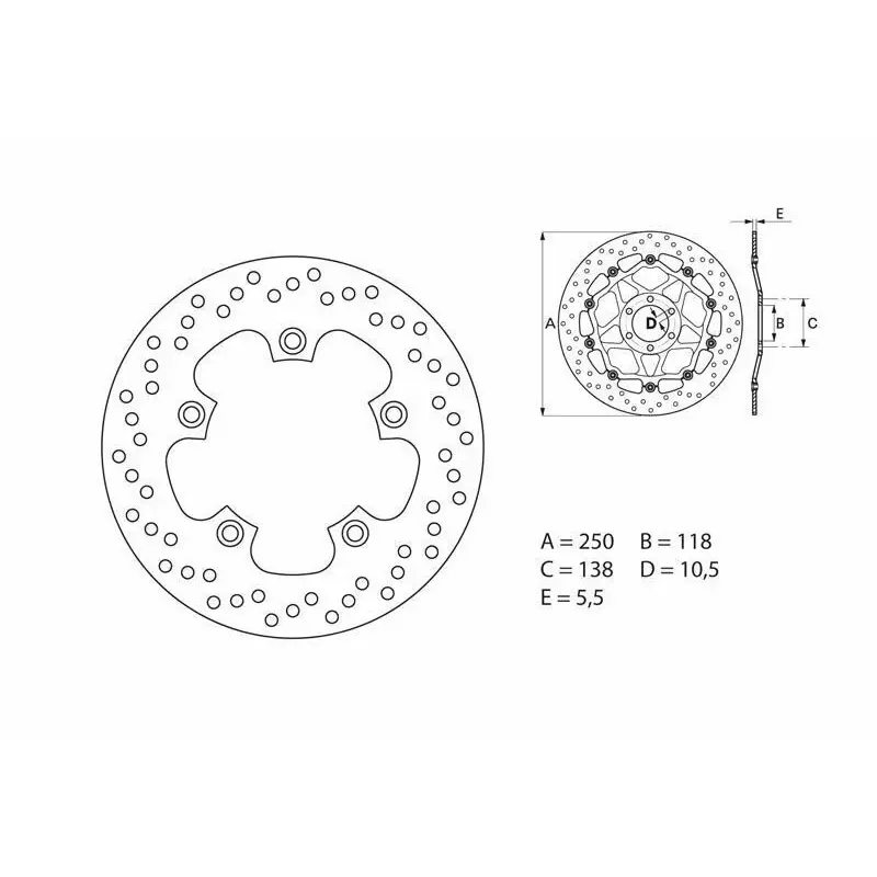 Disque de frein BREMBO Oro rond fixe