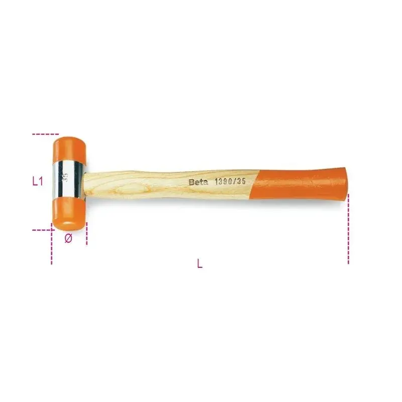 Maillet à embouts nylon BETA taille 35 manche en bois