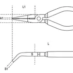Pince à becs coudés plats longs striés BETA taille 200 branches gainées confort bi-matières