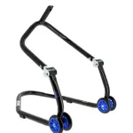 Béquille avant sous té BIHR Home Track noir mat roues bleu