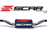 Guidon Ø28,6mm sans barre SCAR O² McGrath/Short aluminium Dark Blue/mousse bleu foncé