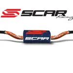 Guidon Ø28,6mm sans barre SCAR O² McGrath/Short aluminium orange/mousse bleu foncé