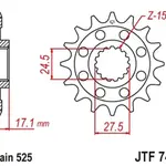 Pignon JT SPROCKETS 14 dents acier standard pas 525 type 749