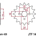Pignon JT SPROCKETS 14 dents acier standard pas 428 type 1425