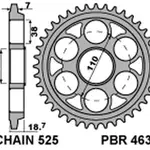Couronne PBR 40 dents alu ultra-light anodisé dur pas 525 type 4639