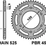 Couronne PBR 44 dents alu ultra-light pas 525 type 4529