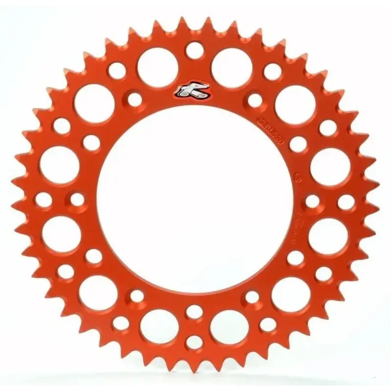 Couronne RENTHAL Ultralight™ 53 dents alu anti-boue pas 520 type 224U orange