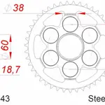 Couronne AFAM 43 dents acier standard pas 520 type 50806