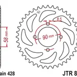 Couronne JT SPROCKETS 45 dents acier ultra-light anodisé dur pas 428 type 803
