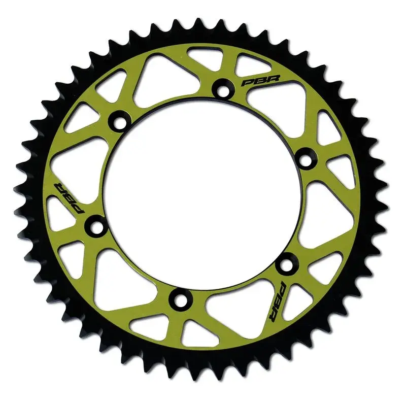 Couronne PBR Twin Color jaune/noir 51 dents alu ultra-light anti-boue anodisé dur pas 520 type 808