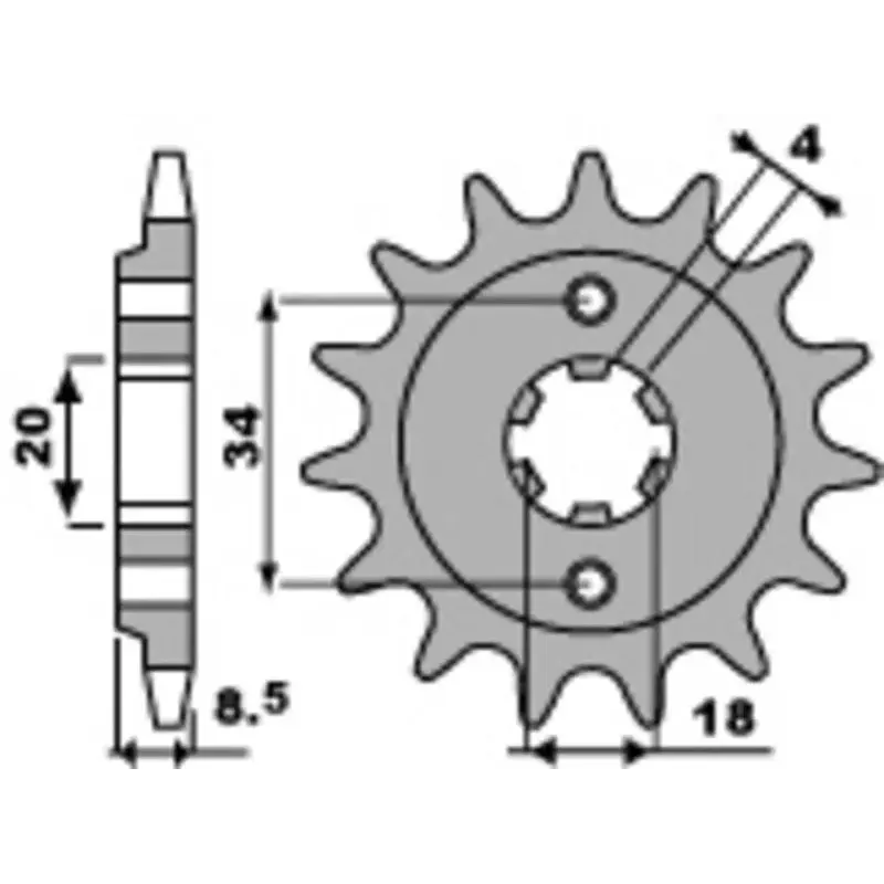 Pignon PBR 13 dents acier pas 520 type 2076 Yamaha XV125 Virago