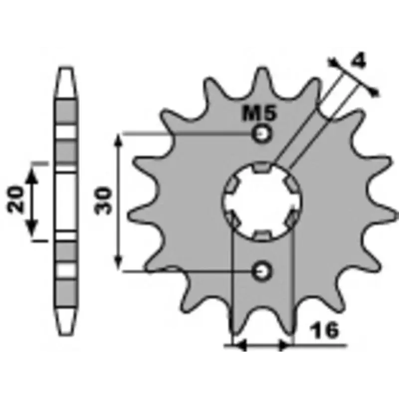 Pignon PBR 14 dents acier pas 428 type 2177 Yamaha YBR125