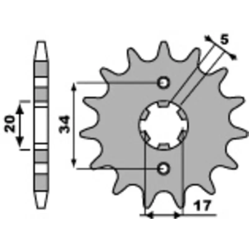 Pignon PBR 16 dents acier pas 428 type 2037 Honda CBF125