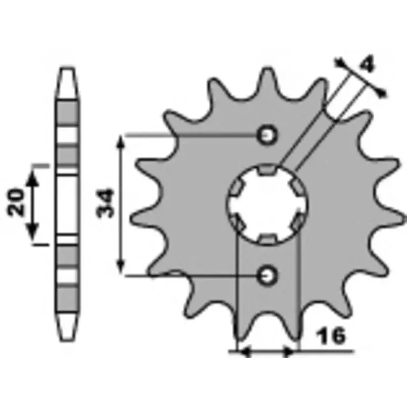Pignon PBR 16 dents acier pas 428 type 263 Yamaha DT125LC