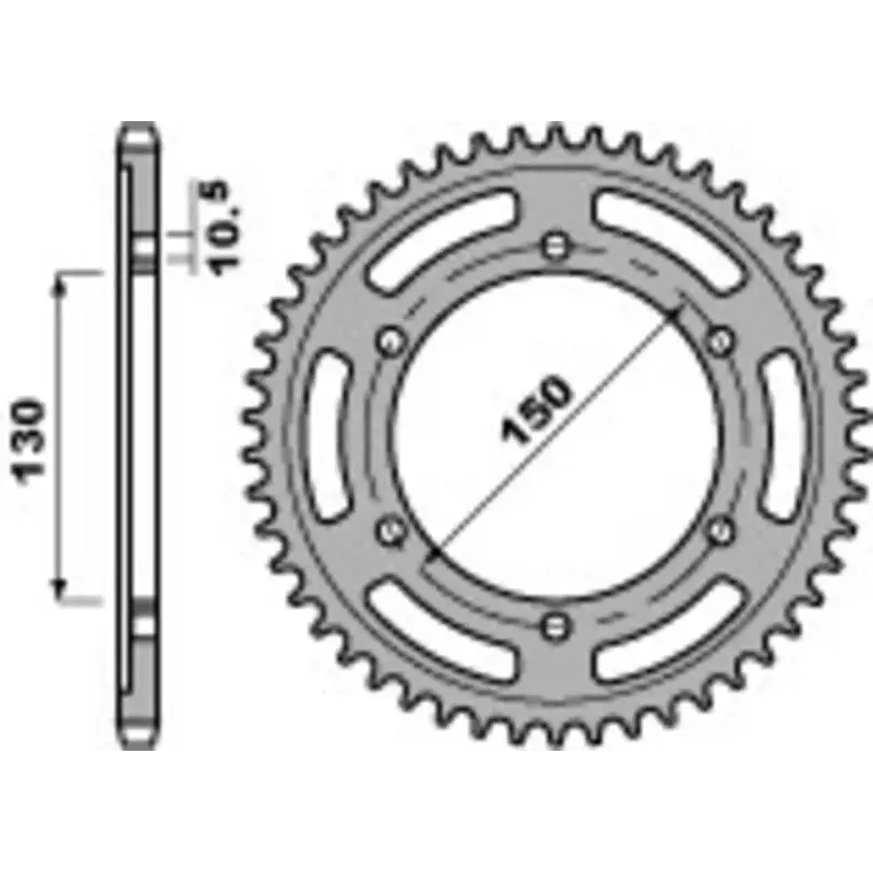 Couronne PBR 45 dents acier standard pas 525 type 300