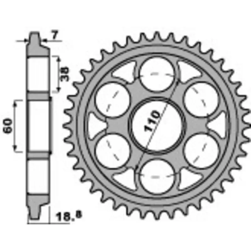 Couronne PBR 43 dents alu ultra-light anodisé dur pas 525 type 4522