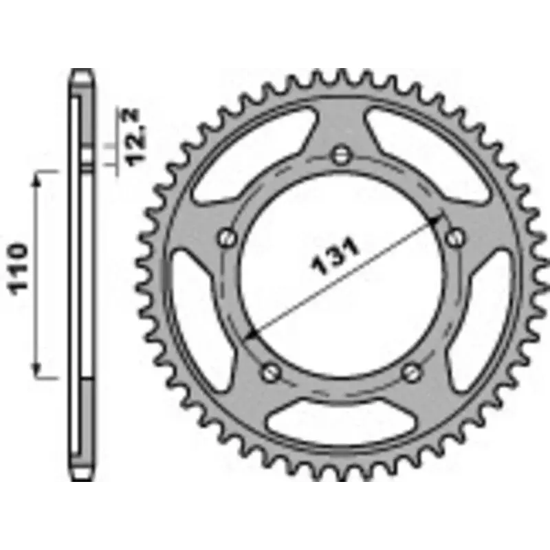 Couronne PBR Racing 43 dents alu ultra-light anodisé dur pas 428 type 4585