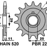 Pignon PBR 14 dents acier pas 520 type 2275 type 2275 Sherco SE 2.5I-F