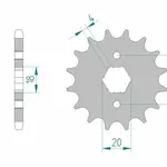Pignon AFAM 14 dents acier type 20200 pas 428 AJP PR3 125 Enduro