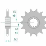 Pignon AFAM 15 dents acier type 20407 pas 520 HONDA CB 500 F