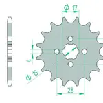 Pignon AFAM 14 dents acier type 20104 pas 420 HONDA C 50