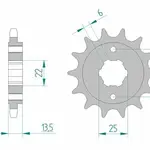 Pignon AFAM 15 dents acier type 20506 pas 525 HONDA VT 600 C Shadow Custom