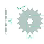 Pignon AFAM 14 dents acier type 20101 pas 420 HONDA CB 50 J