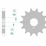 Pignon AFAM 17 dents acier type 24504 pas 530 KAWASAKI Z 650