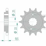 Pignon AFAM 16 dents acier type 20507 pas 525 HONDA VT 600 C Shadow Custom