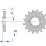 Pignon AFAM 16 dents acier type 21602 pas 530 YAMAHA FZ 6 N