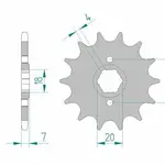 Pignon AFAM 13 dents acier type 20203 pas 520 HONDA MTX 125 R