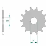 Pignon AFAM 14 dents acier type 61300 pas 520 APRILIA TX 300