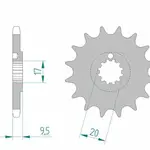 Pignon AFAM 11 dents acier type 94202 pas 428 BETA 50 RR