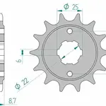 Pignon AFAM 16 dents acier type 20401 pas 520 HONDA CB 400 N