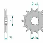 Pignon AFAM 14 dents acier type 22406 pas 520 SUZUKI RM-X 450 Z