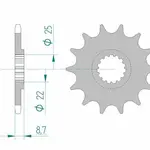 Pignon AFAM 13 dents acier type 73301 pas 520 BETA RR 250 2T Enduro