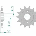 Pignon AFAM 15 dents acier type 24505 pas 520 KAWASAKI KL 650 Tengai