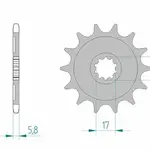 Pignon AFAM 13 dents acier type 24304 pas 520 KAWASAKI KX 250 F